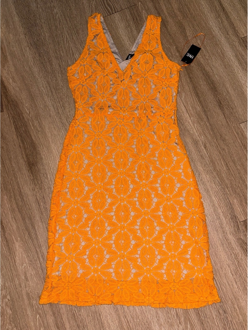 INC International Concepts Orange Sheath Dress M NWT D179